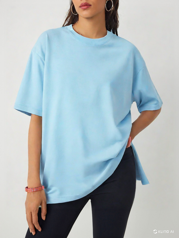 Loose T-shirt - Baby Blue Soft Jazz Fabric