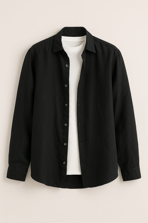 Black - Loose Unisex Linen Shirt
