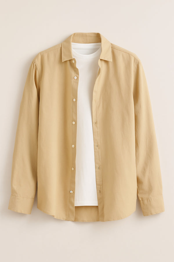 Beige - Loose Unisex Linen Shirt